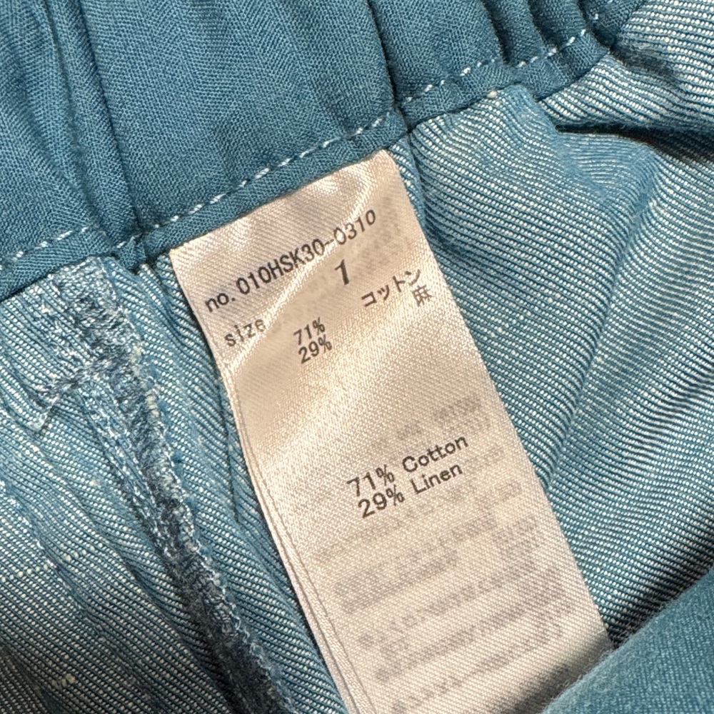 MOUSSY Out Pocket Bag Blue Cargo Pants Cotton Linen Elastic‎ Waist Stacking SZ 1 - Picture 3 of 16